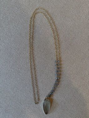 Gold-Tone Necklace with Quartz Faceted Teardrop Pendant BB Lila